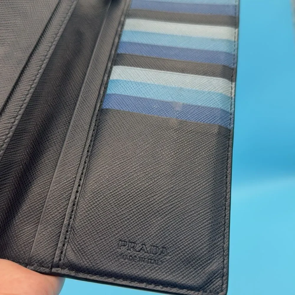 Prada Blue Saffiano Lux Leather Long Wallet- with Prada box and COA